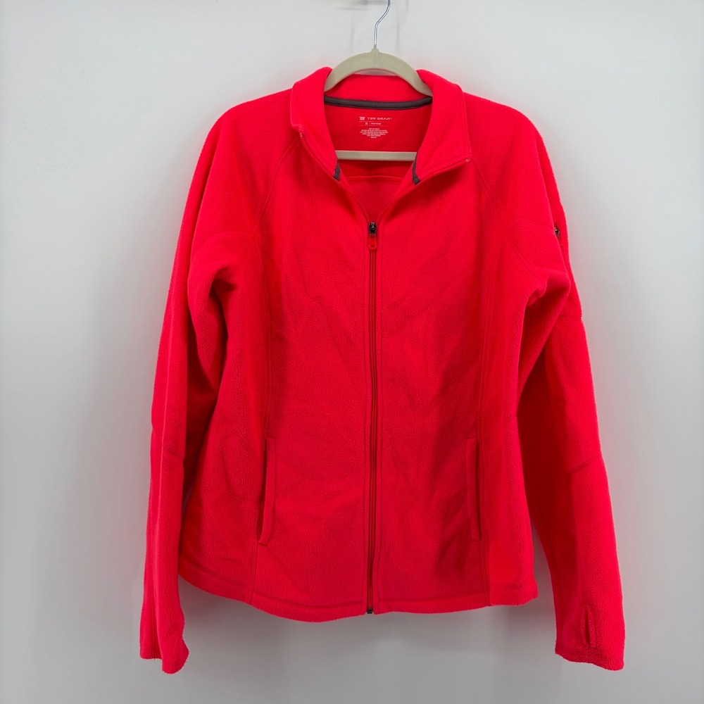 Tek Gear Womens XL Hot Pink Fleece Jacket Full Zip Thumbhole Mock Neck